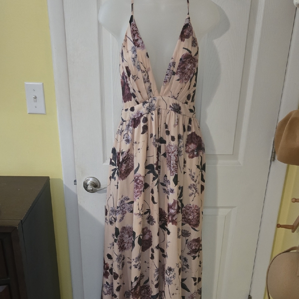 SHEIN Blush Floral Extra Long Maxi Dress
